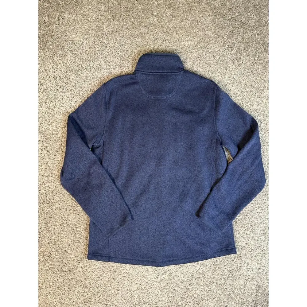 L.L. Bean Sweater Jacket Mens LT Slightly Fitted Blue Full Zip Mock Neck Fleece